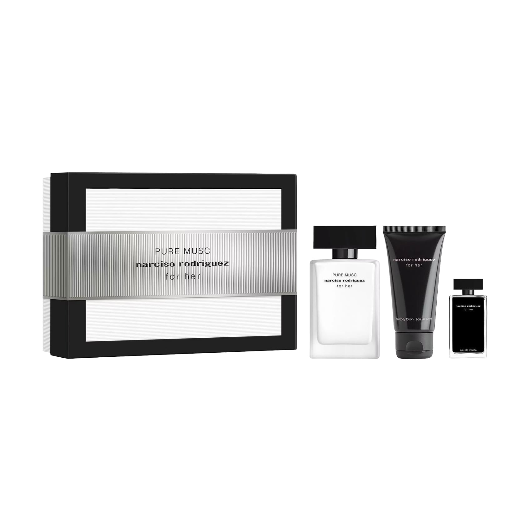 Парфумований набір жіночий Narciso Rodriguez For Her Pure Musc (парфумована вода, 50 мл + лосьйон для тіла, 50 мл + туалетна вода, 7.5 мл)